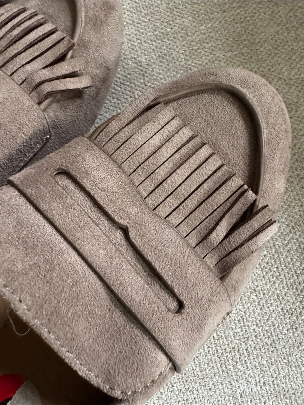 BareTraps Taupe Suede Fringe Loafers